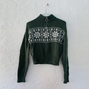 Pacsun Christmas Quarter Zip Mock Neck Sweater